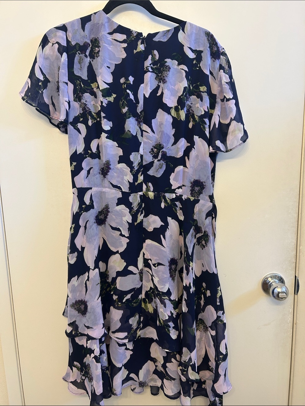 Tahari Lavender Floral Wrap Dress - Navy & Lilac - Picture 3 of 3
